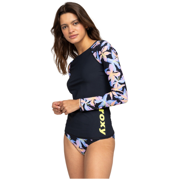 2024 Roxy Womens Active Long Sleeve UPF 50 Surf T-Shirt ERJWR03749 -  Anthracite Kiss